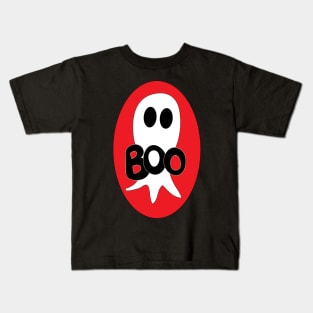 Cute Halloween ghost cartoon with BOO text Kids T-Shirt